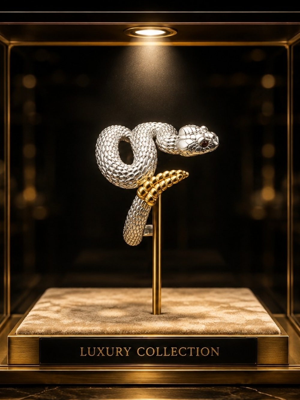 Unisex Silver & Gold Snake Statement Ring